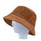 Fashion Fantasia vacation style bucket hat in brown corduroy for trendy summer outfits