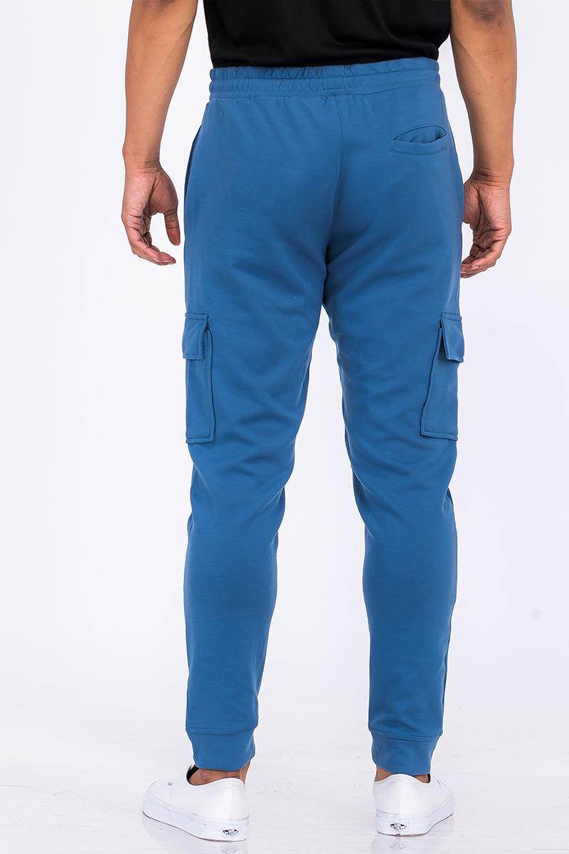 WEIV men's activewear blue vacation style cargo pants with side pockets for comfort and functionality