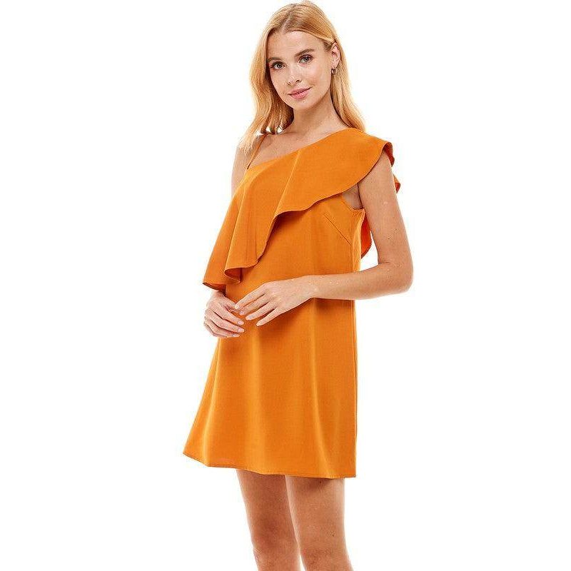 Flounce One Shoulder Dress - VacationGrabs