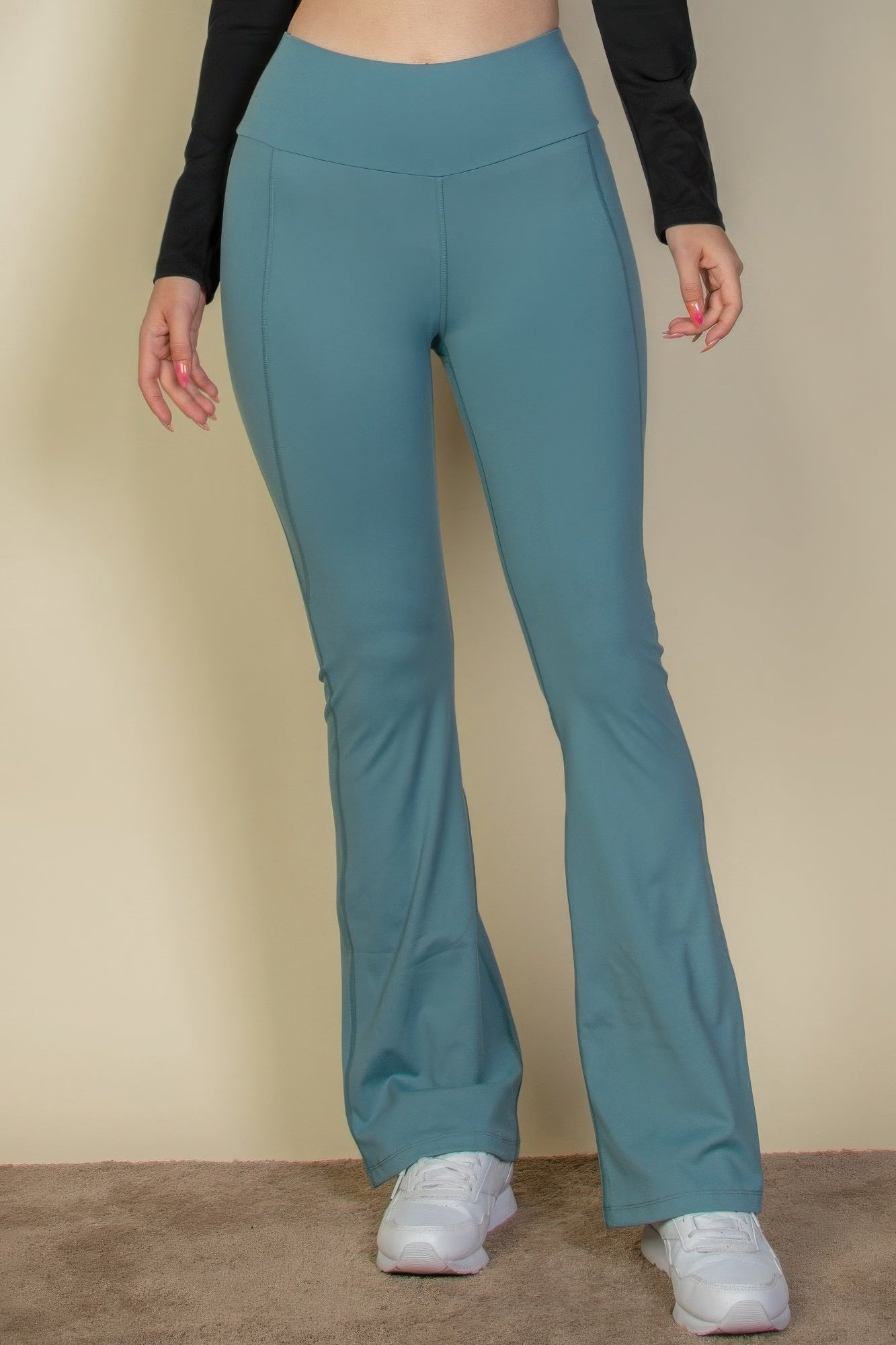 VacationGrabs women's vacation style flare leg trousers in blue with high waist and comfortable fit