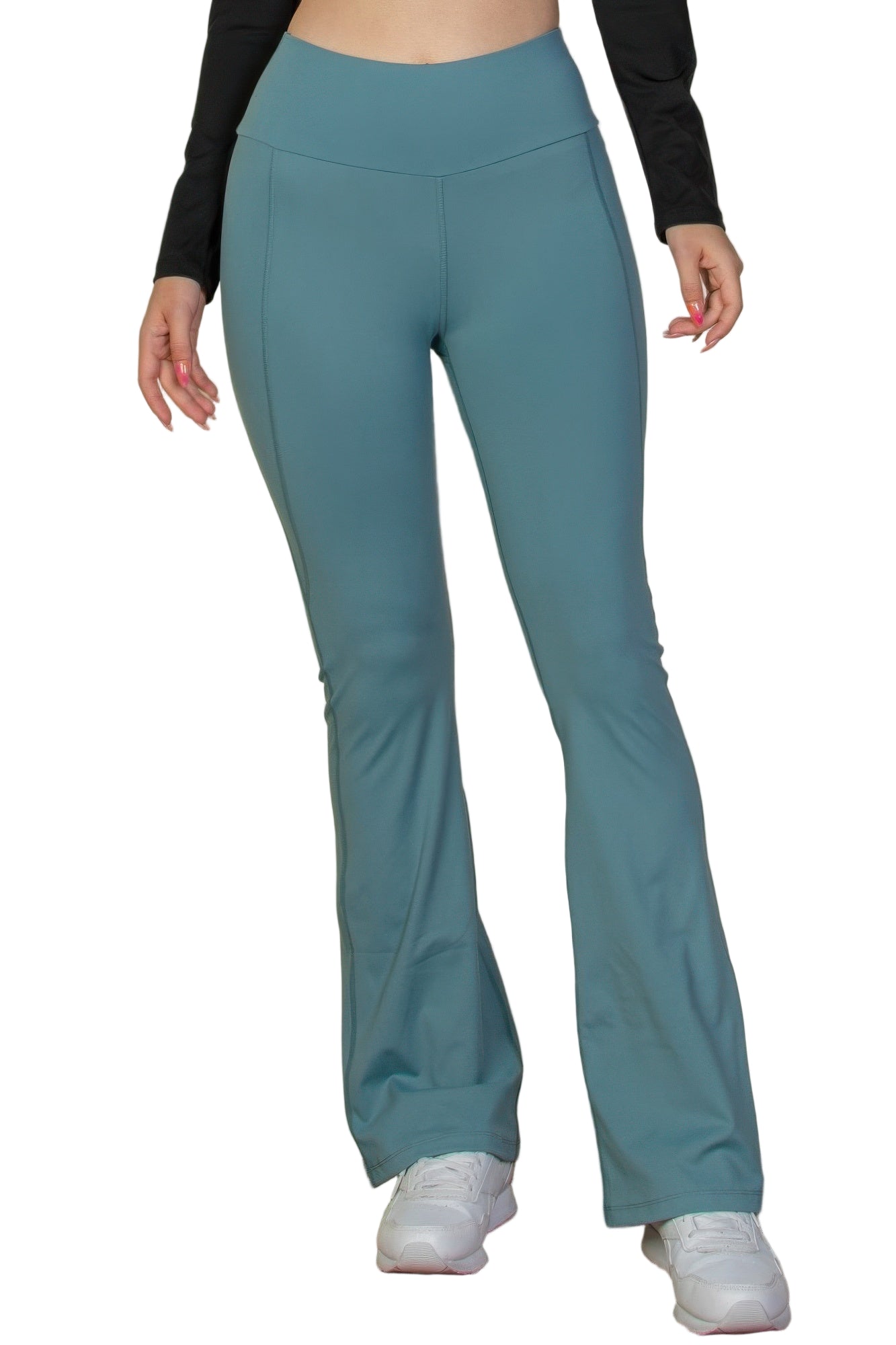 VacationGrabs women's vacation style flare leg trousers in blue with high waist and comfortable fit