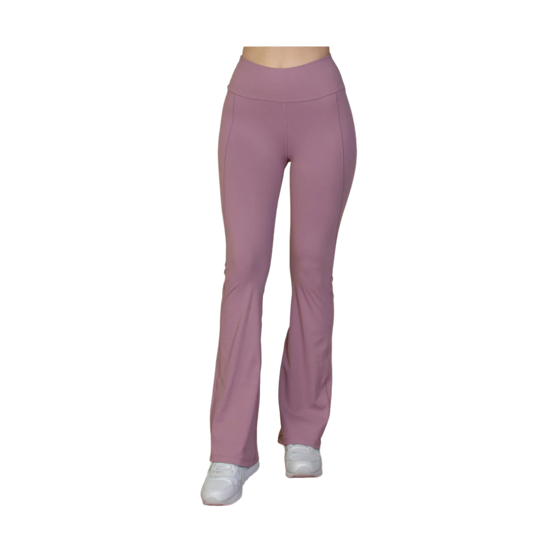 Vacation style flare leg trousers for women in mauve color by VacationGrabs