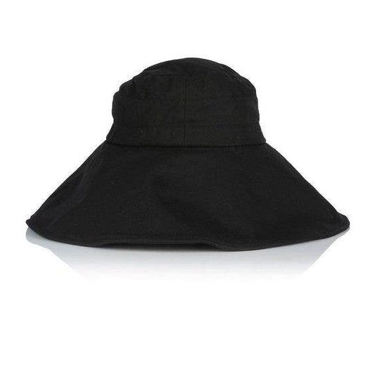 Classic black Bella Chic vacation style hat with wide brim for sun protection