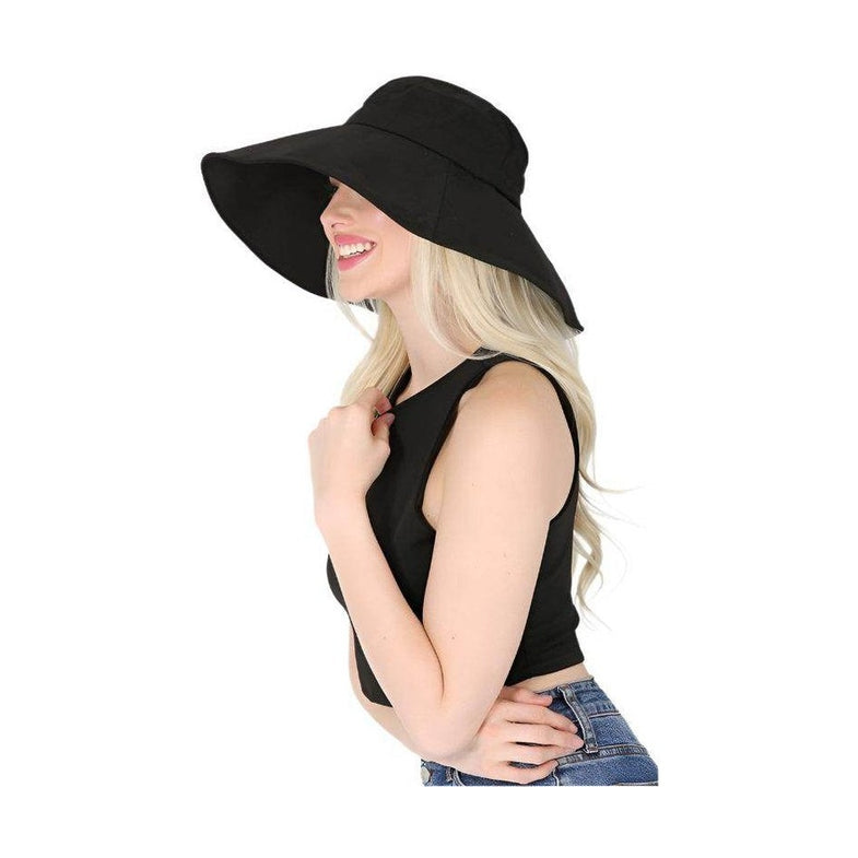 Bella Chic Women's Black Vacation Style Hat for Sun Protection and Fashionable Looks