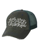 Ocean and 7th Crazy Thankful Trucker Hat in Olive Green for a trendy vacation style hat