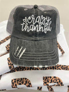 Ocean and 7th Women's Vacation Style Hat in Gray with 'Crazy Thankful' Embroidery