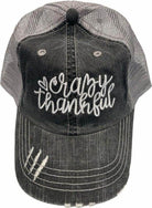 Ocean and 7th Women's Black Vacation Style Hat with 'Crazy Thankful' Text Design