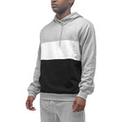 Men's Vacation Style Hoodies in Gray and Black Colorblock Design with Front Pocket