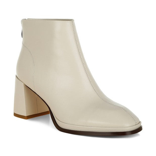 Rag Company cream ankle boots with block heels for stylish vacation style leather boots