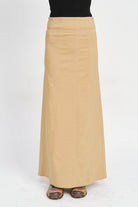 Emory Park women's vacation style long skirt in light tan for casual and stylish summer outings