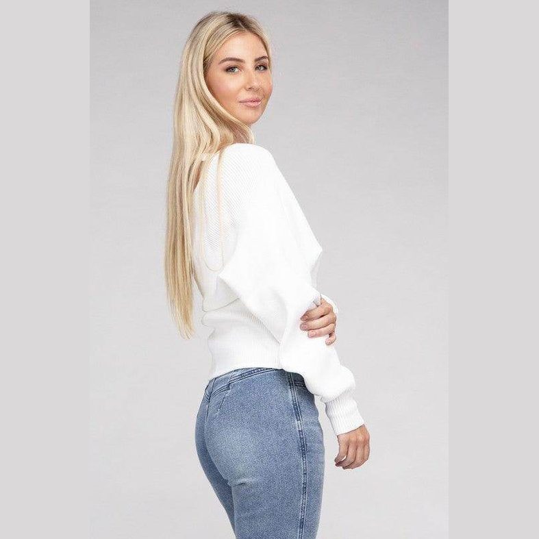 ZENANA women's vacation style pullover sweater in white, perfect for casual outings and travel