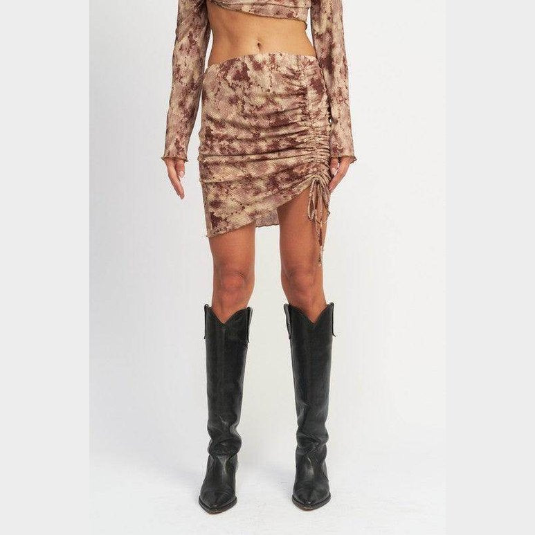 Emory Park Women's Ruched Mini Skirt in Earthy Tones Perfect for Vacation Style Skirts