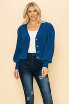 Andante USA Women's Blue Cardigan Sweater for a stylish vacation style sweater look