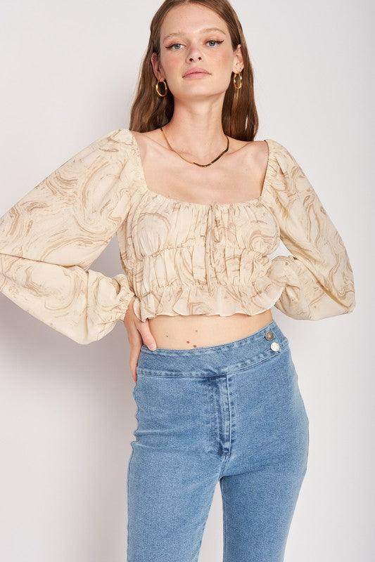 Emory Park Women's Vacation Style Tops with Flowy Long Sleeves and Square Neckline