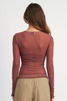 Emory Park Women's Long Sleeve Top in Burgundy, perfect for vacation style tops with a flattering fit