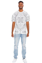 Men's Vacation Style T-shirt in White with Stylish Pattern for Casual Wear