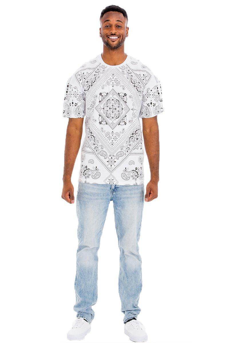Men's Vacation Style T-shirt in White with Stylish Pattern for Casual Wear