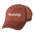 Ocean and 7th vacation trucker cap in rust with #lakelife text for summer outings
