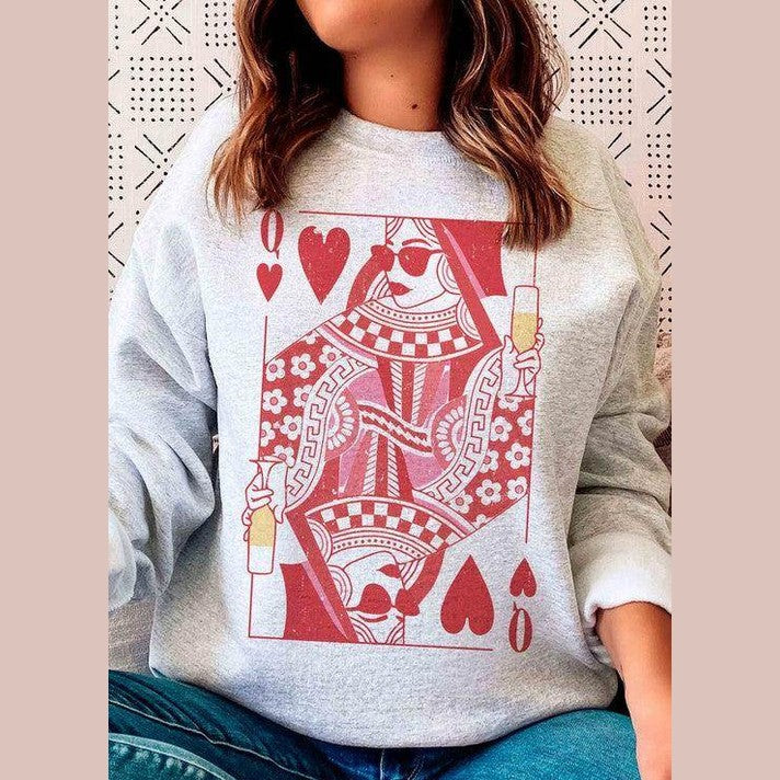 Valentine's Day Champagne Queen Of Hearts Graphic - VacationGrabs