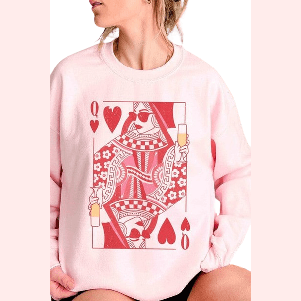 Valentine's Day Champagne Queen Of Hearts Graphic - VacationGrabs