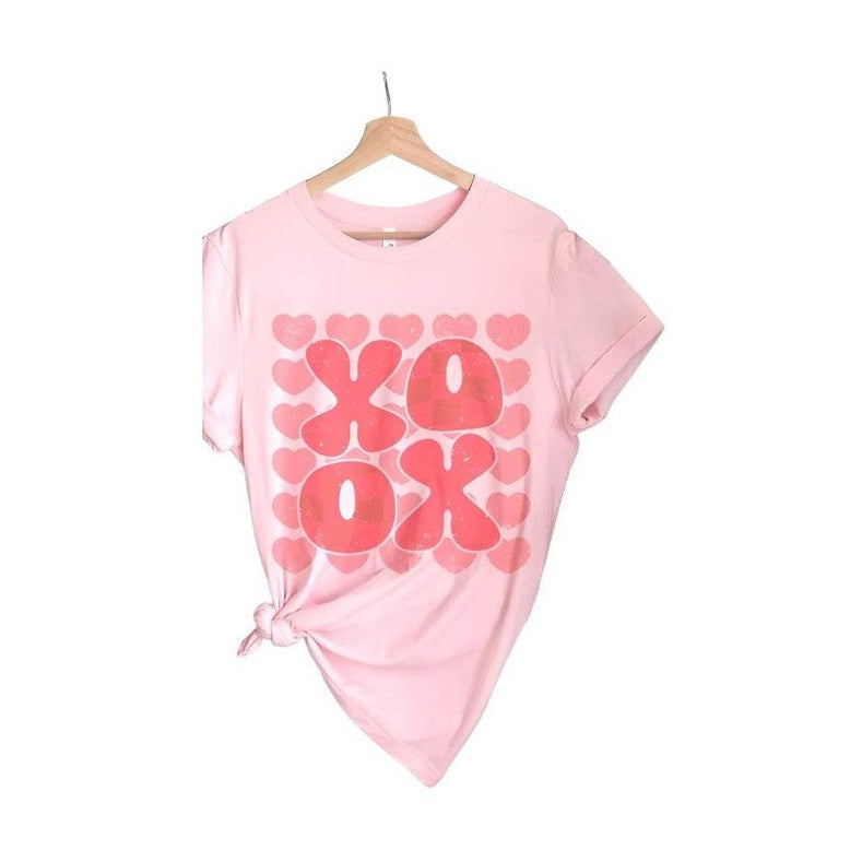 Valentine's Day Checkered Xoxo Graphic Tee - VacationGrabs