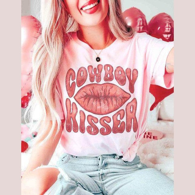 Valentine's Day Cowboy Kisser Graphic T-Shirt - VacationGrabs