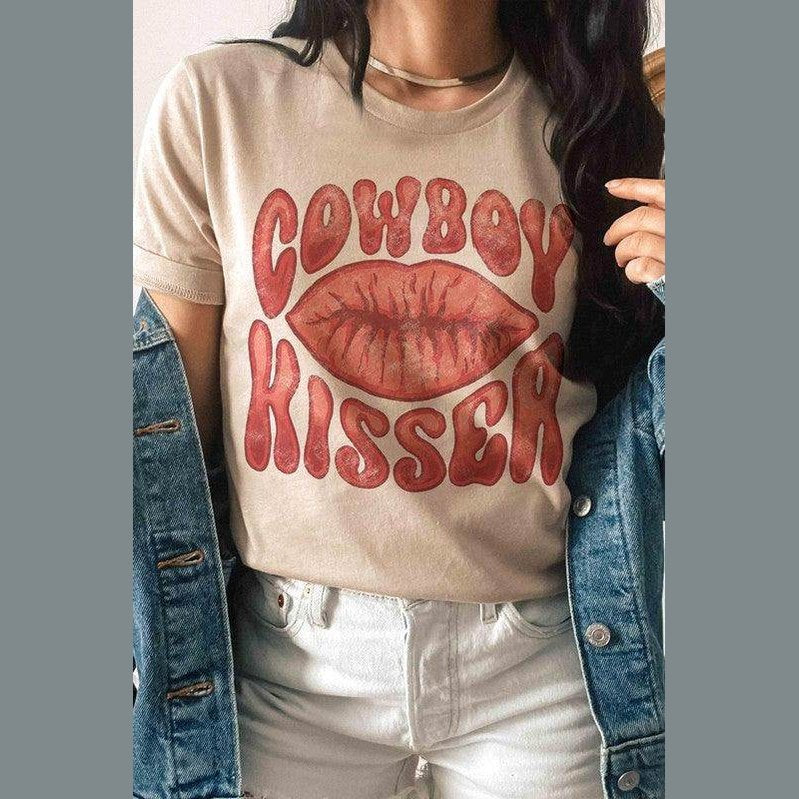 Valentine's Day Cowboy Kisser Graphic T-Shirt - VacationGrabs