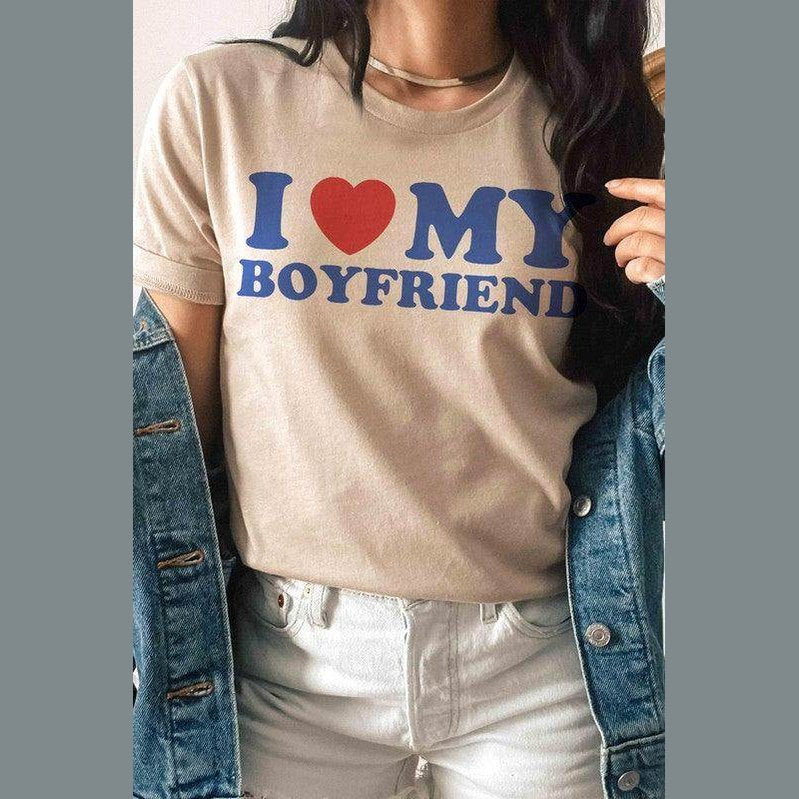 Valentine's Day I Love My Boyfriend Graphic T-Shirt - VacationGrabs