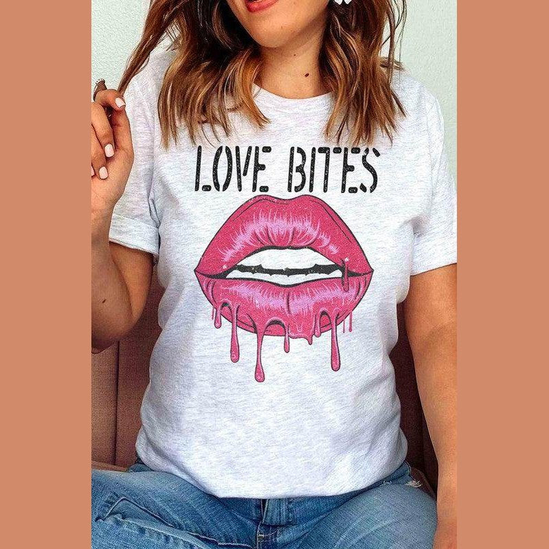 Valentine's Day Love Bites Lips Graphic T-Shirt - VacationGrabs