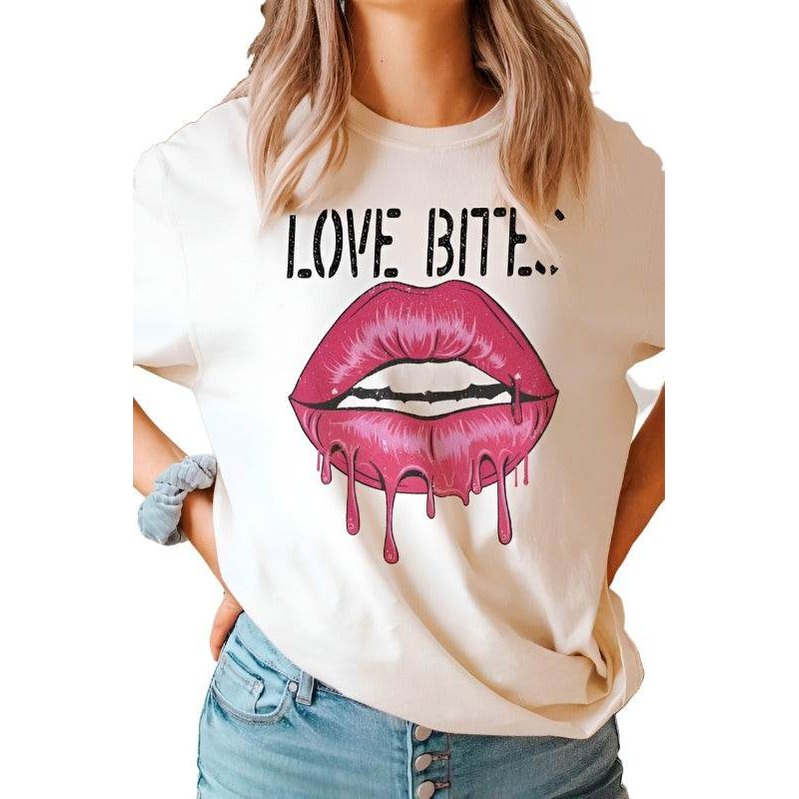 Valentine's Day Love Bites Lips Graphic T-Shirt - VacationGrabs