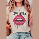 Valentine's Day Love Bites Lips Graphic T-Shirt - VacationGrabs
