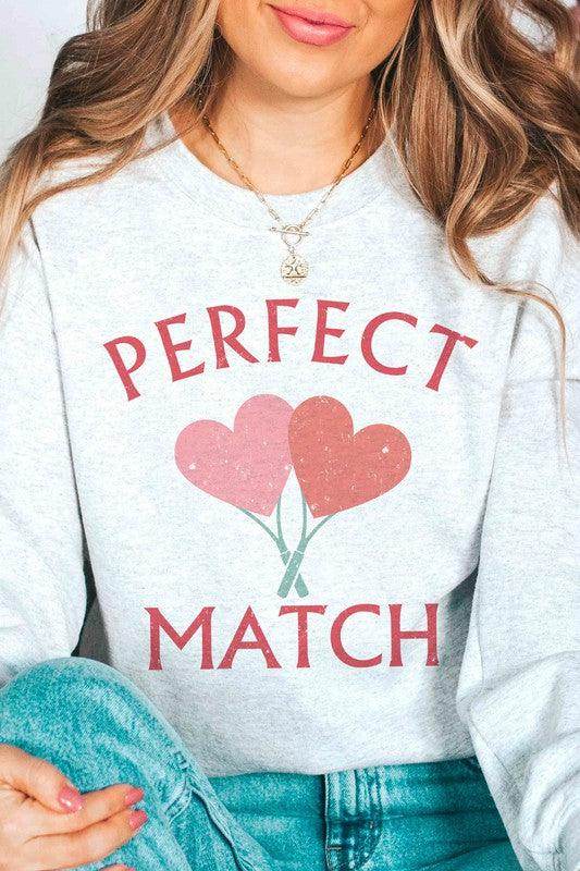 Valentine's Day Perfect Match Graphic Sweatshirt - VacationGrabs