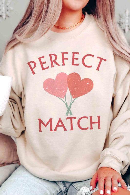 Valentine's Day Perfect Match Graphic Sweatshirt - VacationGrabs