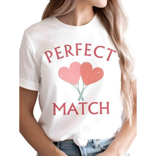 Valentine's Day Perfect Match Graphic T-Shirt - VacationGrabs