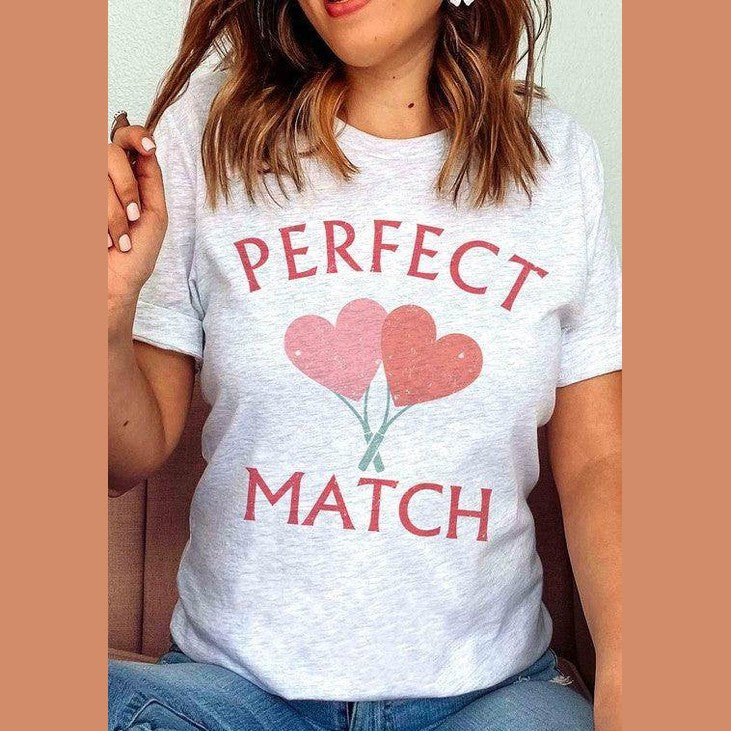Valentine's Day Perfect Match Graphic T-Shirt - VacationGrabs
