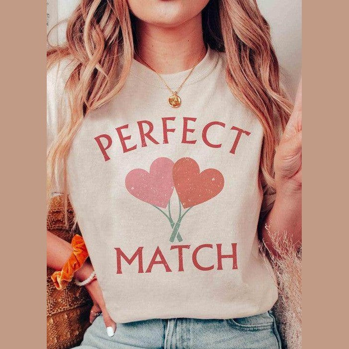 Valentine's Day Perfect Match Graphic T-Shirt - VacationGrabs