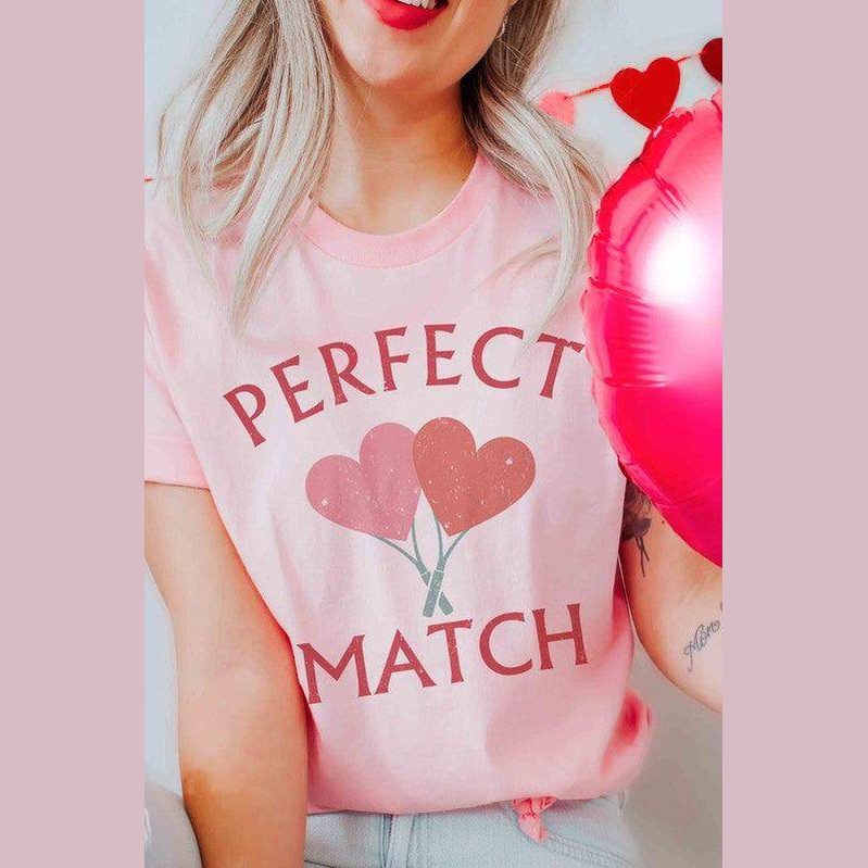 Valentine's Day Perfect Match Graphic T-Shirt - VacationGrabs