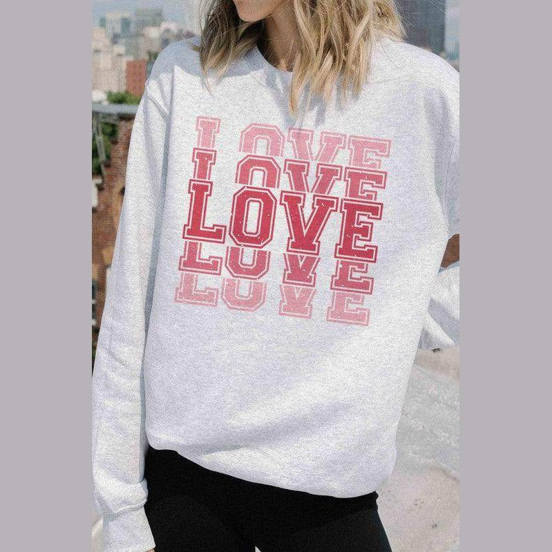 Valentine's Day Plus Size - Love Graphic Sweatshirt - VacationGrabs