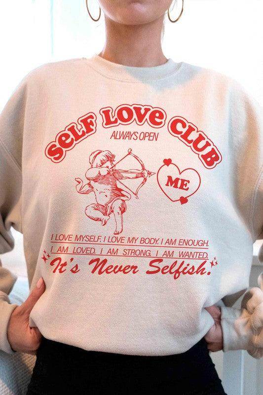 Valentine's Day Self Love Club Graphic Sweatshirt - VacationGrabs