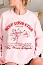 Valentine's Day Self Love Club Graphic Sweatshirt - VacationGrabs