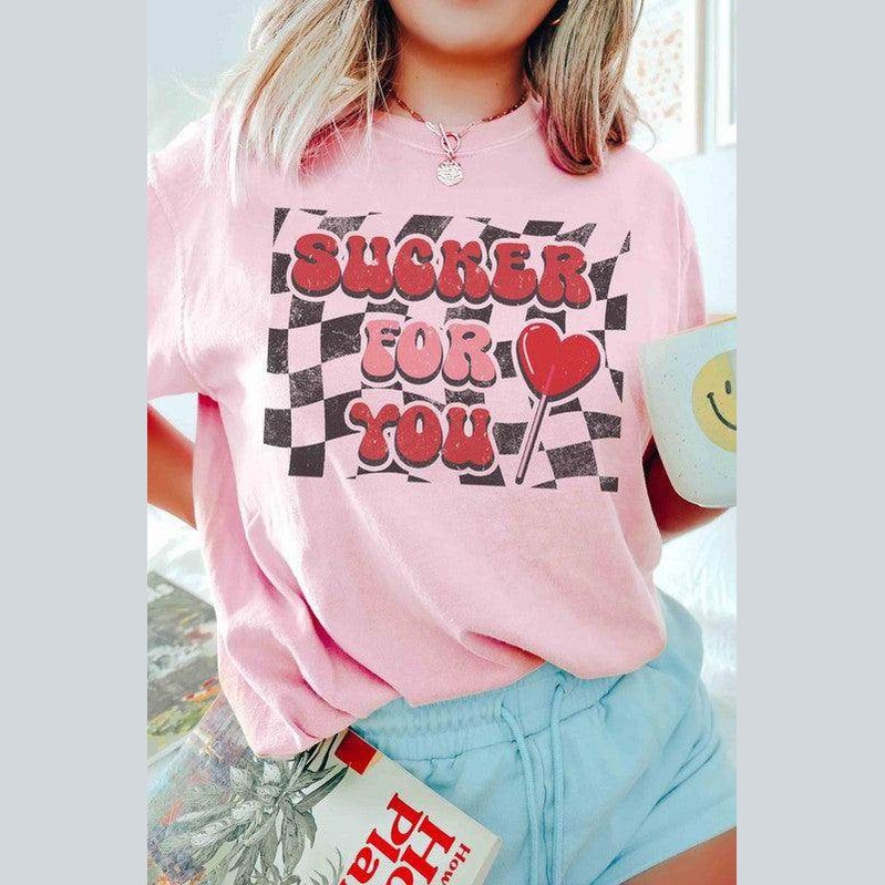 Valentine's Day Sucker For You Graphic T-Shirt - VacationGrabs