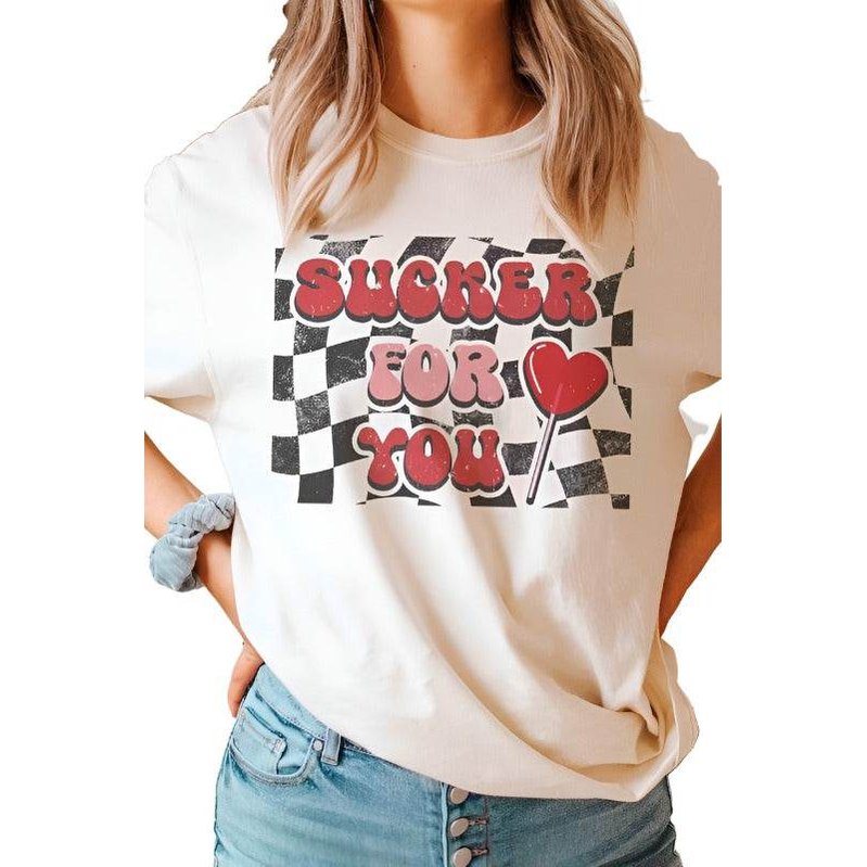 Valentine's Day Sucker For You Graphic T-Shirt - VacationGrabs
