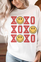 Valentine's Day Xoxo Happy Face Graphic Sweatshirt - VacationGrabs