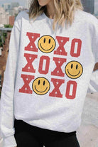 Valentine's Day Xoxo Happy Face Graphic Sweatshirt - VacationGrabs
