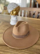 Queens INC vegan felt panama hat in beige with wide brim design for stylish sun protection