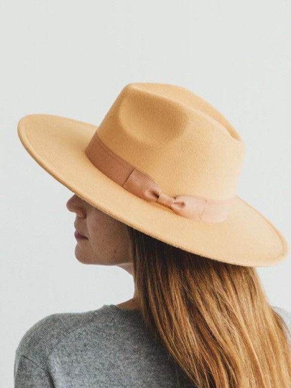 Stylish Women's Vegan Felt Panama Hat in Soft Yellow with Elegant Ribbon for a Chic Look