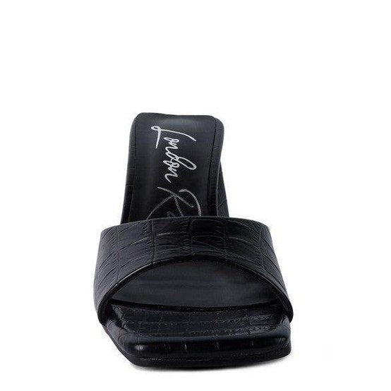 Rag Company block heel vacation sandals in black with a stylish open toe design