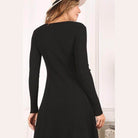 Black Lilou Casual Knit Dress for Travel with Long Sleeves and Comfortable Fit