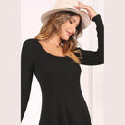 Lilou Women's Casual Knit Dress for Travel in Black with a Comfortable Fit and Long Sleeves