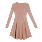 Lilou Casual Knit Dress for Travel in Light Pink with Long Sleeves and Flared Skirt